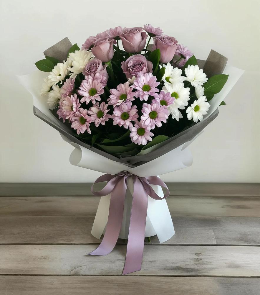 Букет цветов из: Хризантемы и Розы в Райсеменовское