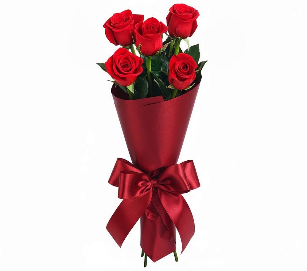 Букет 5 Красных роз Эдлесс Лав в Райсеменовское