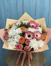 Букет цветов из:  Розы, Герберы и Хризантемы в Райсеменовское