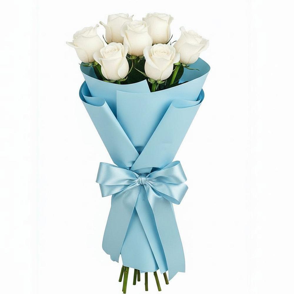 Букет 7 белых роз Проуд в Райсеменовское