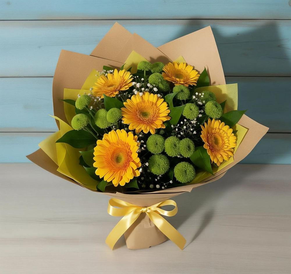 Букет цветов из: Герберы и Хризантемы в Райсеменовское