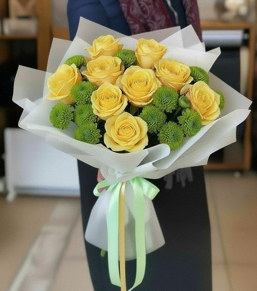 Букет цветов из: Хризантемы и Розы в Райсеменовское