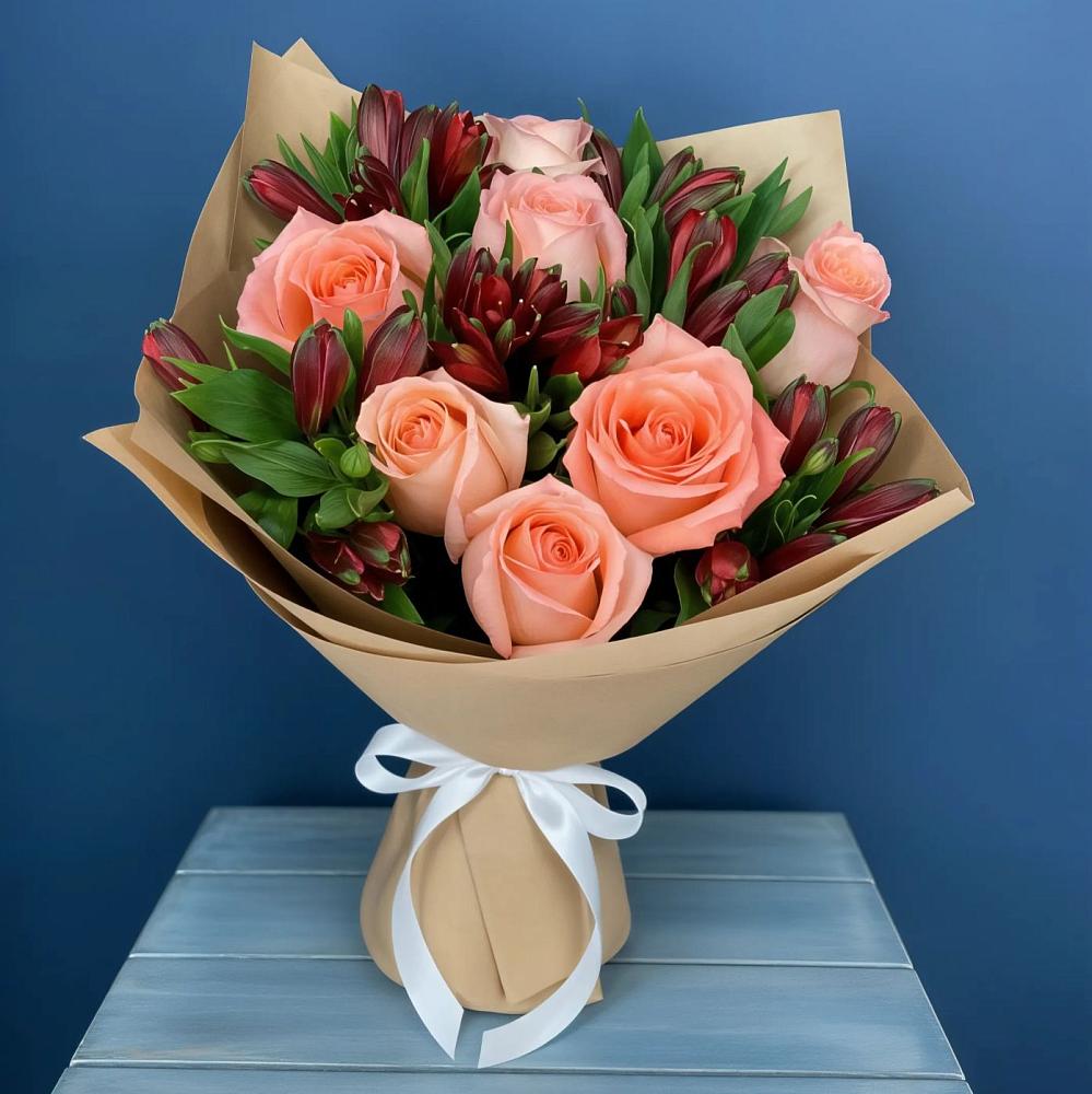 Букет цветов из: Розы и Альстромерии в Райсеменовское