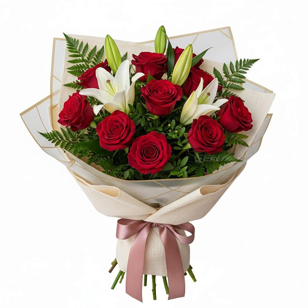 Букет цветов из: Лилии и Розы в Райсеменовское