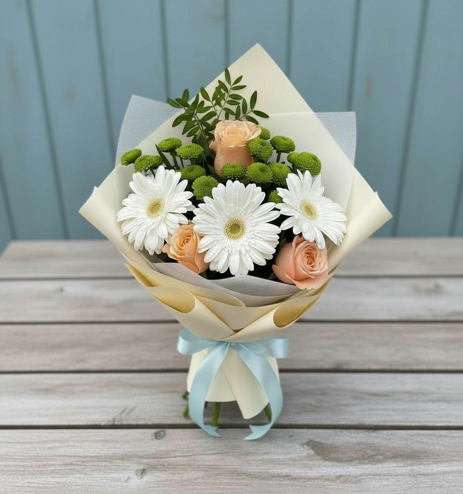 Букет цветов из: Герберы, Розы и Хризантемы в Райсеменовское