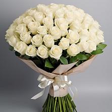 Букет 101 беля роза Белоснежка в Райсеменовское
