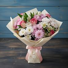 Букет цветов из:  Хризантемы, Альстромерии и Розы в Райсеменовское