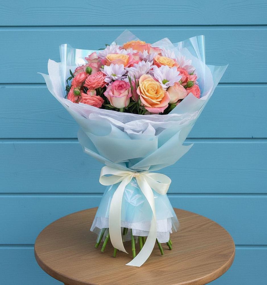 Букет цветов из: Хризантемы и Розы в Райсеменовское