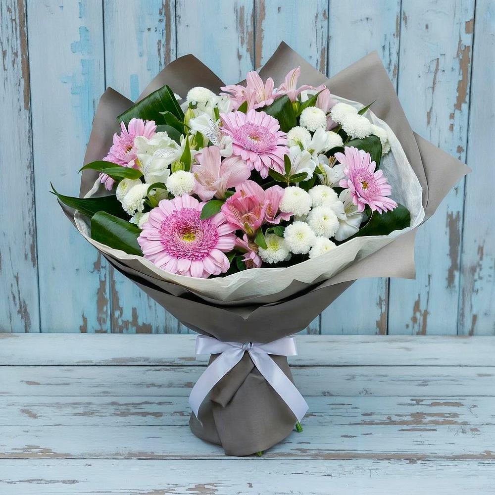 Букет цветов из: Герберы, Альстромерии и Хризантемы в Райсеменовское