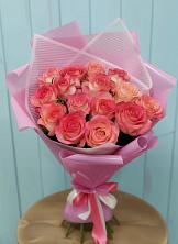 Букет 15 Розовых роз Равель в Райсеменовское