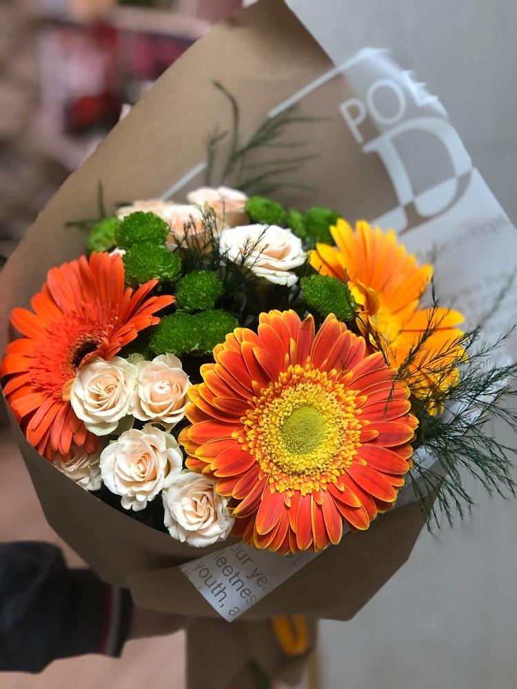 Букет цветов из: Герберы, Хризантемы и Розы в Райсеменовское
